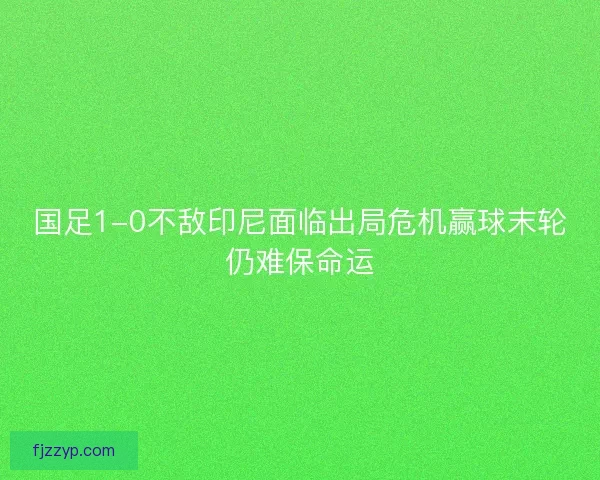 国足1-0不敌印尼面临出局危机赢球末轮仍难保命运